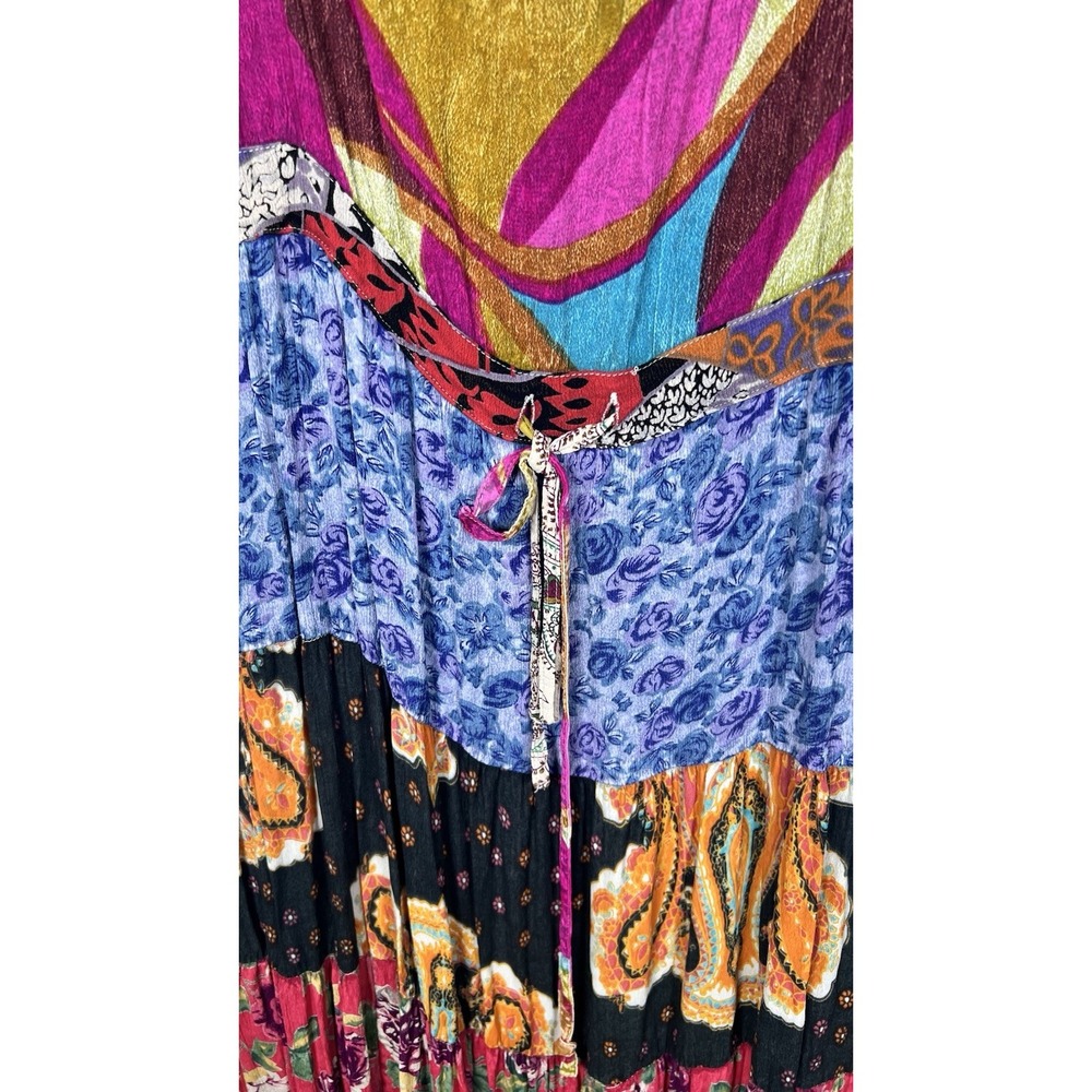 Sacred Threads Medium Tiered Patchwork Floral Boh… - image 6